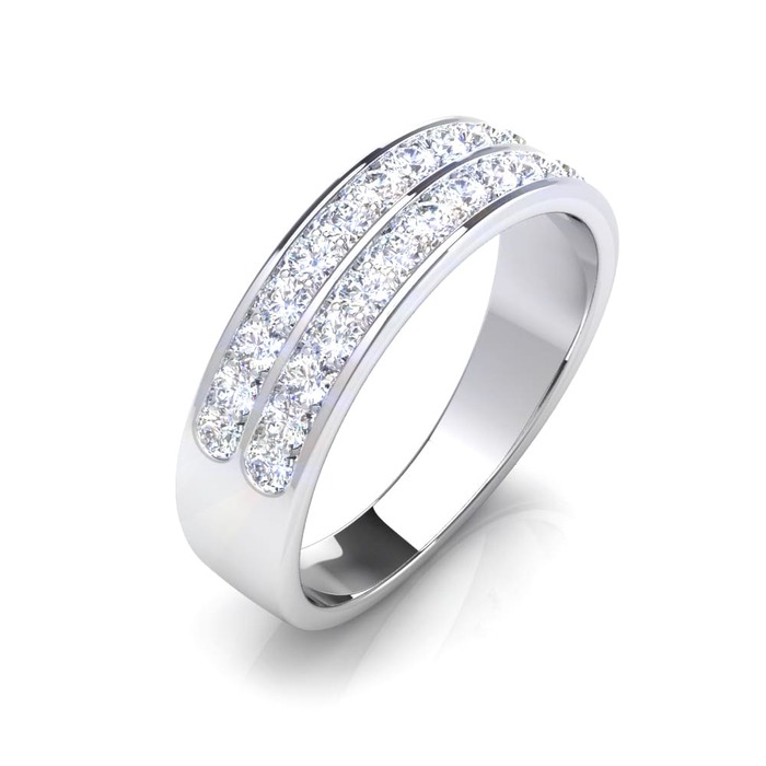 Bague En Argent Massif Et Vermeil - Double Rang De Zirconiums, Demi-tour - Taille 56 - Occasion