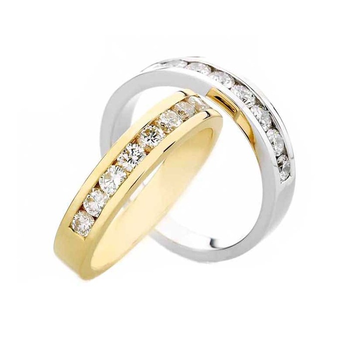 Alliance Femme Sertie De CZ - Bague T60 Rail - Plaqué Or 18K Laminé - 3mm - Neuf Avec Étiquettes